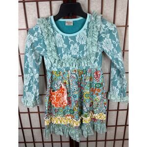 TuTu & Lulu Size 6/7 years dress blue paisley and lacy details.